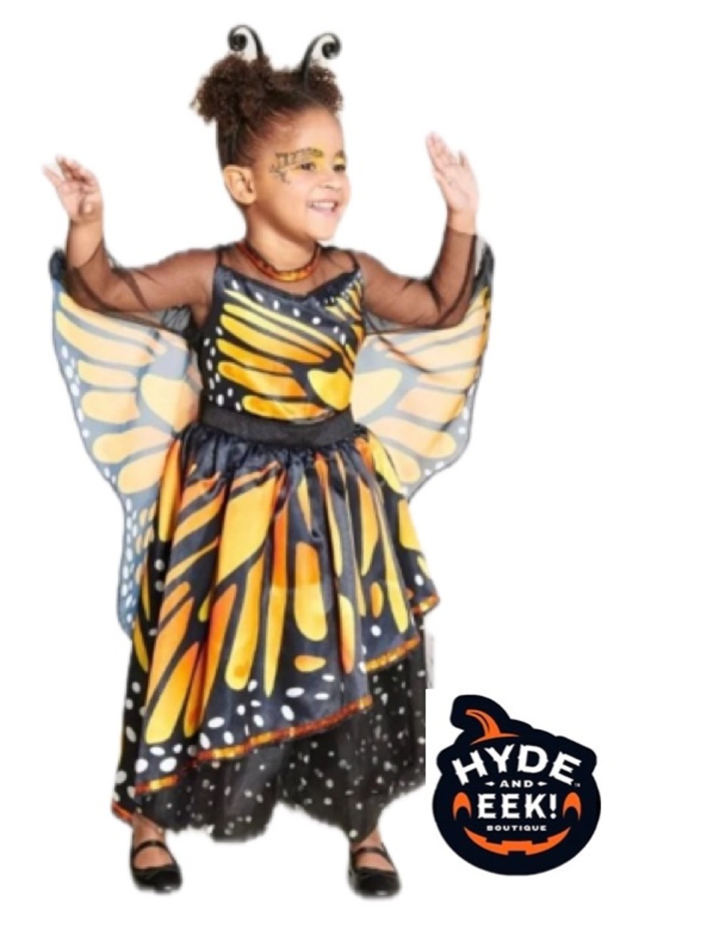 HYDE & EEK Monarch Butterfly Halloween Costume Dress & Headpiece Size 2-3T